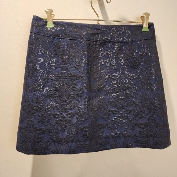 ABERCROMBIE and Fitch navy blue Metallic floral printed mini skirt size 0 - Picture 4 of 10